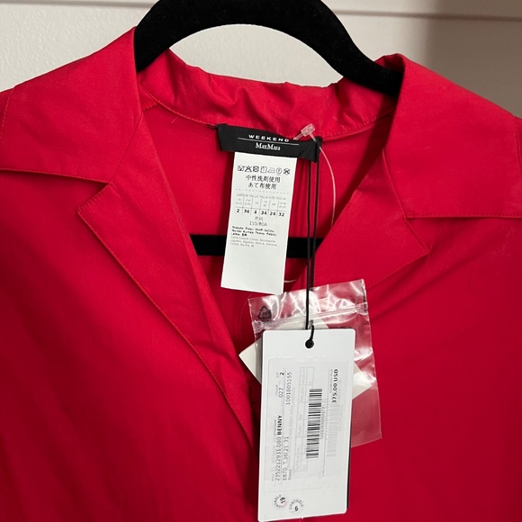 Max Mara Weekend Red Cotton Poplin Midi Dress - Size 2 - Picture 3 of 3